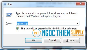 Nhập appwiz.cpl và nhấp vào OK.