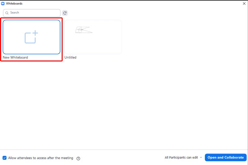 Nhấp vào New Whiteboard