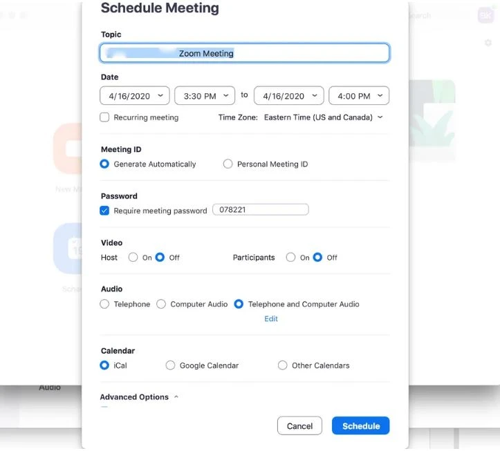 Nhấp vào Schedule