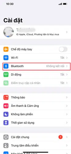Trên thiết bị iOS của bạn, đi tới Cài đặt, Bluetooth.