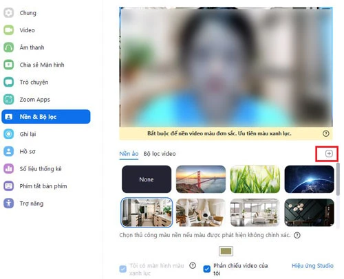 Để chọn background tuỳ ý, chọn mục dấu + > chọn hình ảnh trong máy