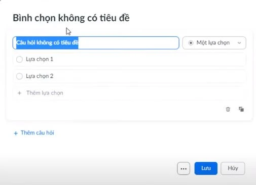 Điền thông tin câu hỏi vào giao diện tiếp theo
