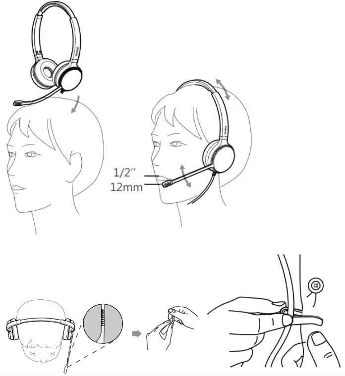 Mang và điều chỉnh tai nghe Yealink UH36