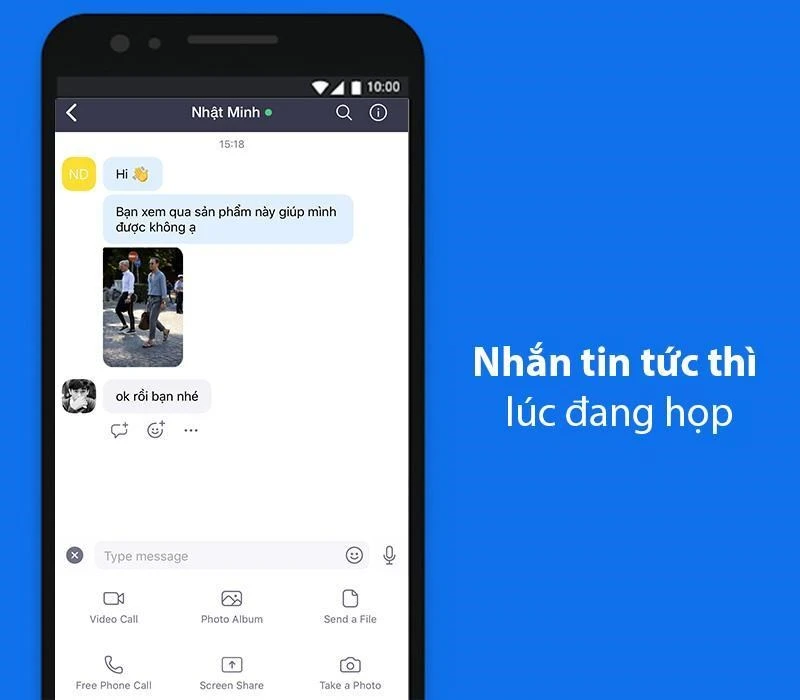 Trực tiếp gửi tin nhắn văn bản, hình ảnh, âm thanh