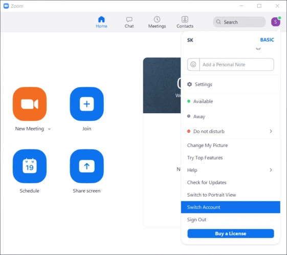 Kiểm tra bằng một tài khoản Zoom khác