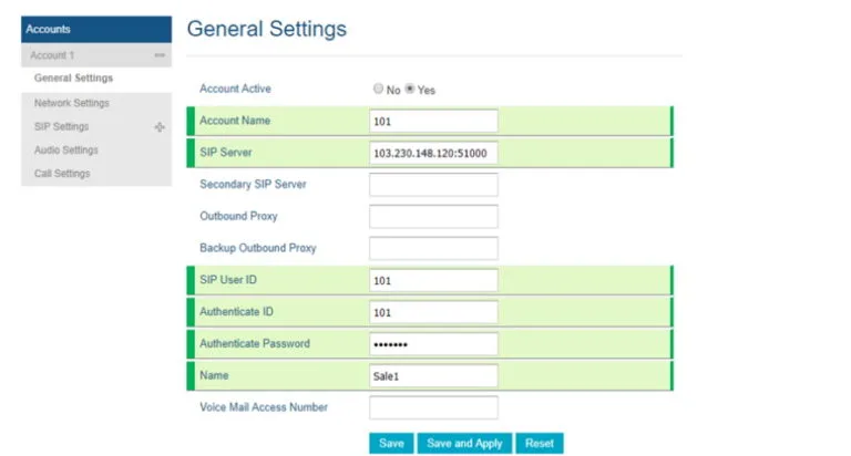 Điền thông tin tài khoản như hình dưới :