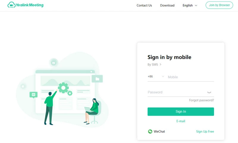 Đăng nhập vào Nền tảng quản lý cuộc họp Yealink