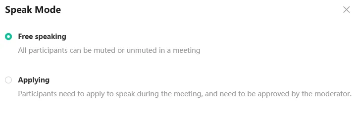 Thiết lập chế độ nói