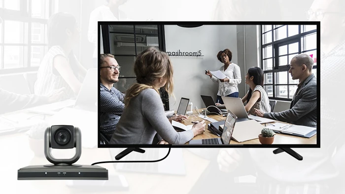 Zoom quang học 30x sử dụng Exmor CMOS loại 1 / 2.8 ″, 2.38 megapixel để quay cảnh, trường nhìn rộng, phù hợp với mọi loại môi trường trong nhà như phòng hội nghị và y tế từ xa