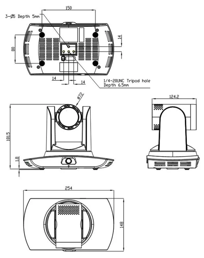 Kích thước webcam hội nghị Minrray UV100-T20