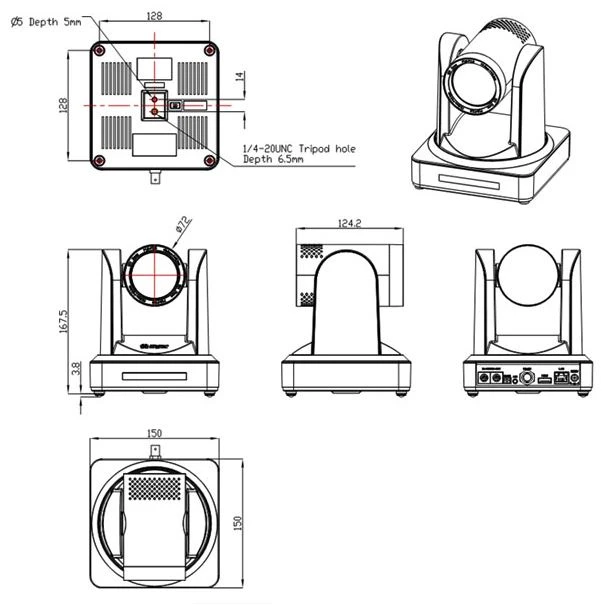 Kích thước webcam hội nghị Minray UV510A