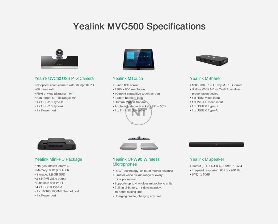 Thông số kỹ thuật Yealink MVC500