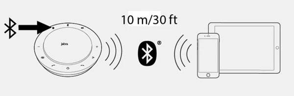 Nhấn và giữ (2 giây) nút Bluetooth và Jabra Speak 710 thông báo chế độ ghép nối.