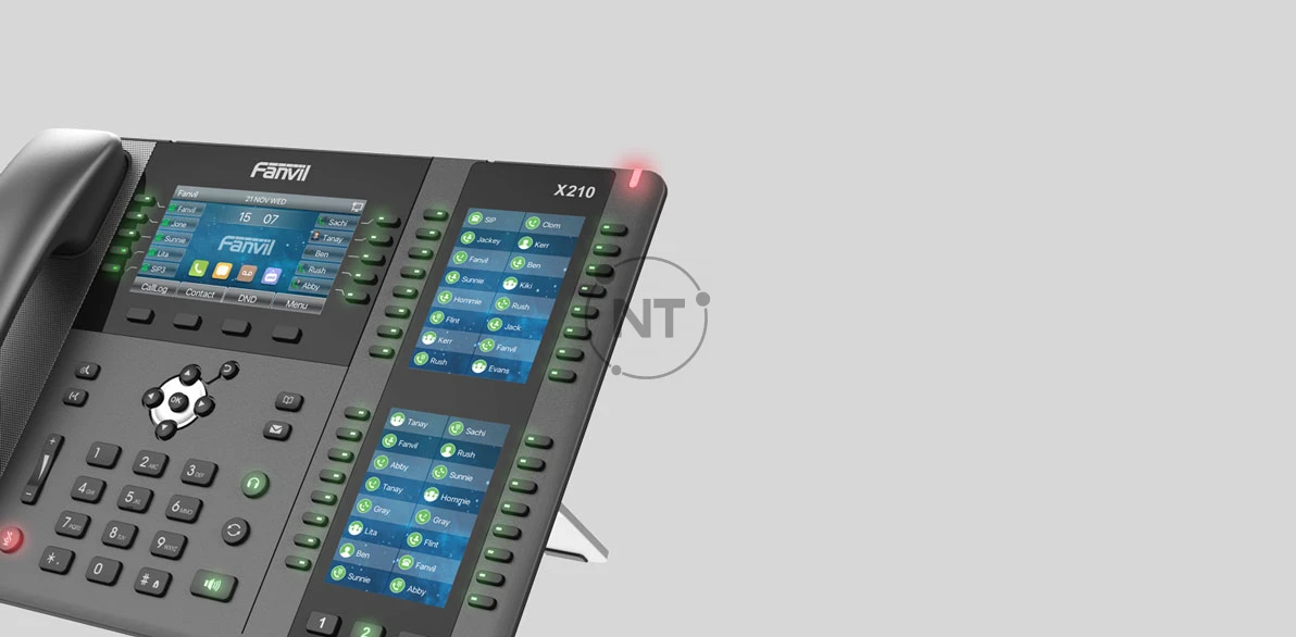 Fanvil X210 được thiết kế hợp nhất với hai màn hình bên cho tối đa 106 phím DSS