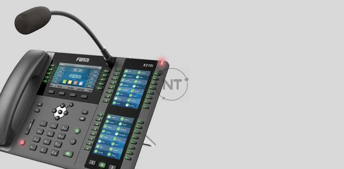 Được thiết kế hợp nhất với hai màn hình bên cho tối đa 106 phím DSS