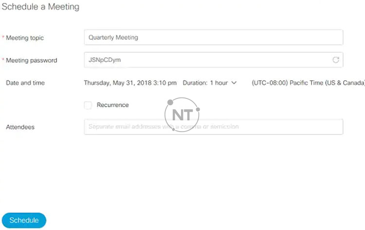 Sắp xếp một cuộc họp cisco webex meetings