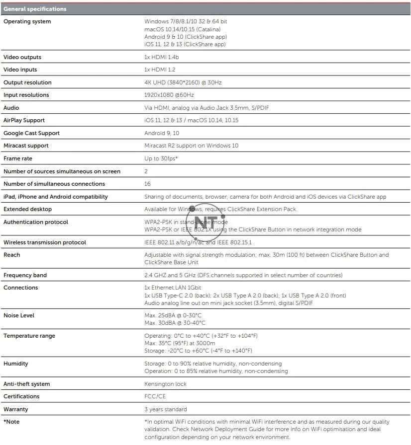 ClickShare CSE-200 Plus Specifications