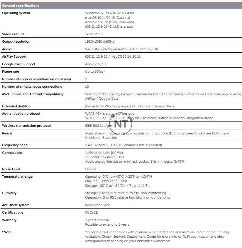 ClickShare CSE-200 Specifications