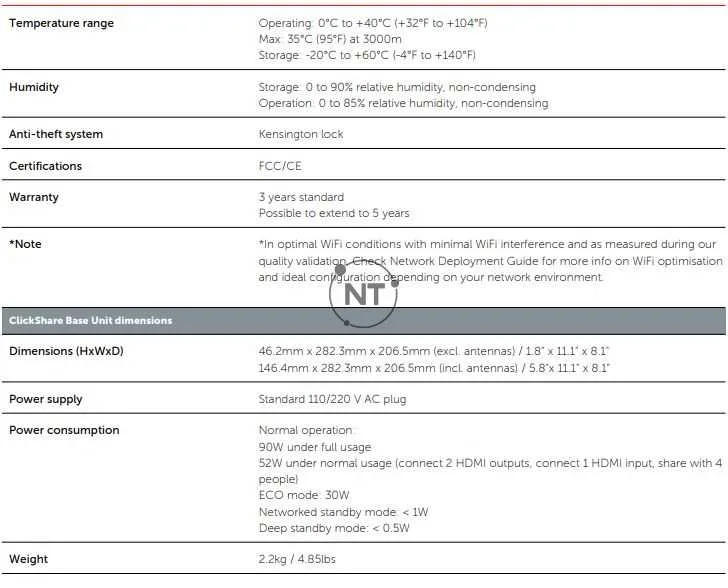 ClickShare CSE-800 Specifications