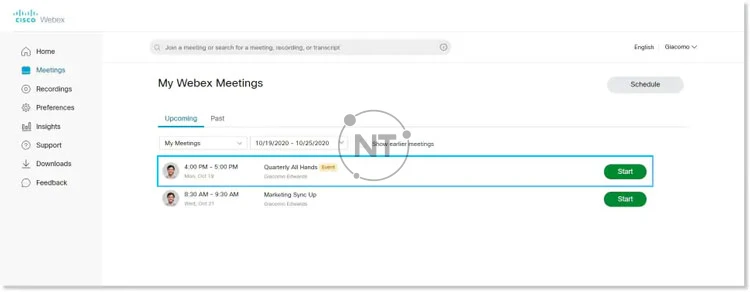 Bắt đầu sự kiện với Webex events