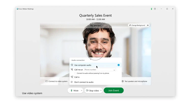 Kết nối với âm thanh trên webex events