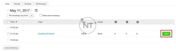 Bắt đầu sự kiện với webex events