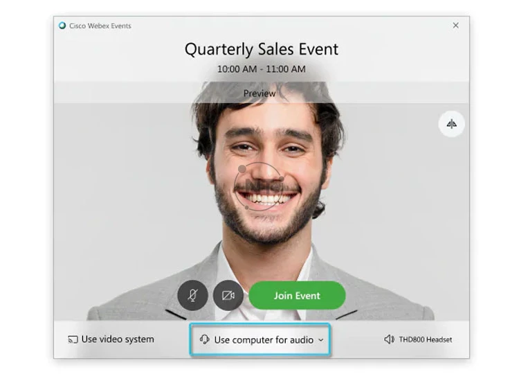 Kết nối với âm thanh trong ứng dụng webex events