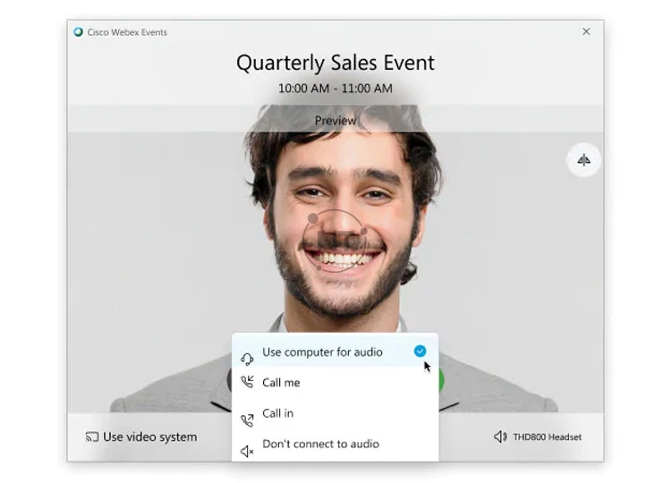 Chọn cách bạn muốn nghe âm thanh trong sự kiện với webex events