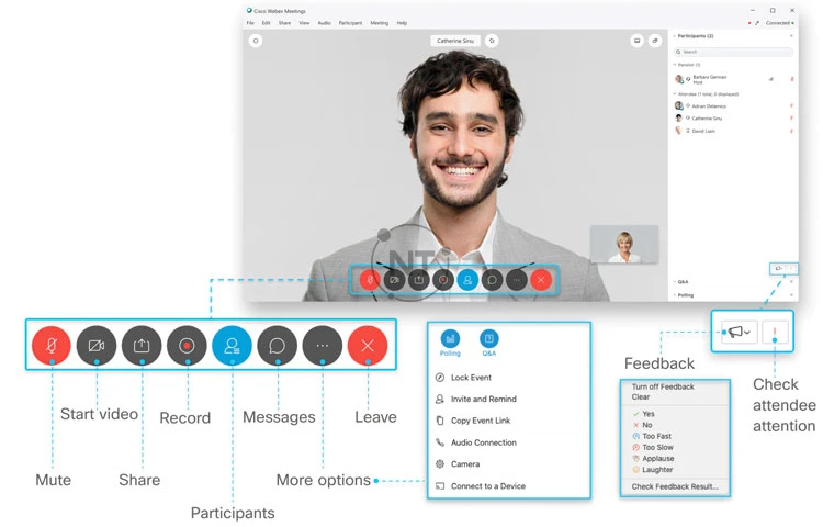Giao diện người dùng Webex Events rất đơn giản