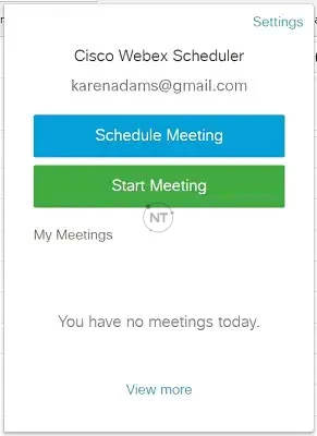 Cách bắt đầu cuộc họp tức thì trên Personal Room của Webex