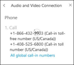 Cisco Webex có thể được cài đặt để sử dụng tính năng Global Call-In Numbers