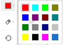 Thay đổi màu của văn bản, đường kẻ, hình dạng và công cụ bút hoặc bút chì.  Nhấp vào mũi tên để chọn màu. annonate