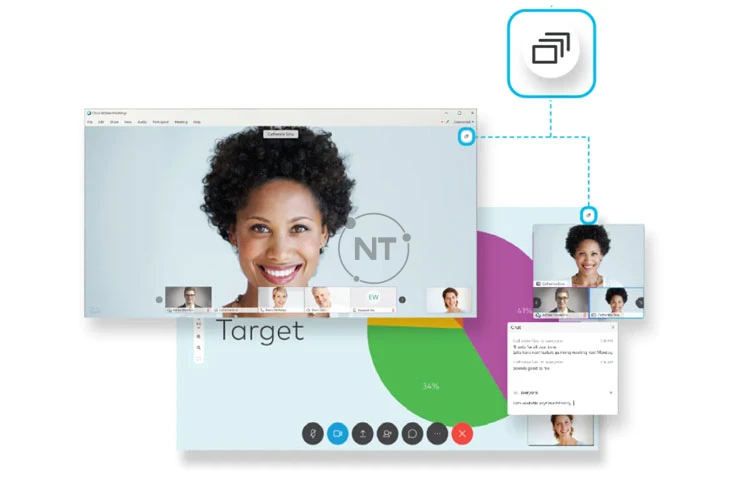 Trong một cuộc họp hoặc sự kiện trên Webex, có ba chế độ hiển thị video và nội dung tài liệu được chia sẻ chuyển đổi khác nhau