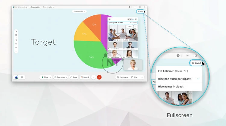 Chế độ xem Toàn màn hình Fullscreen giúp tăng kích thước nội dung được chia sẻ