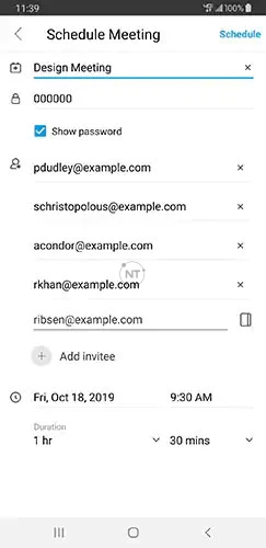 Lên lịch cuộc họp trên Webex Meetings từ thiết bị di động Android