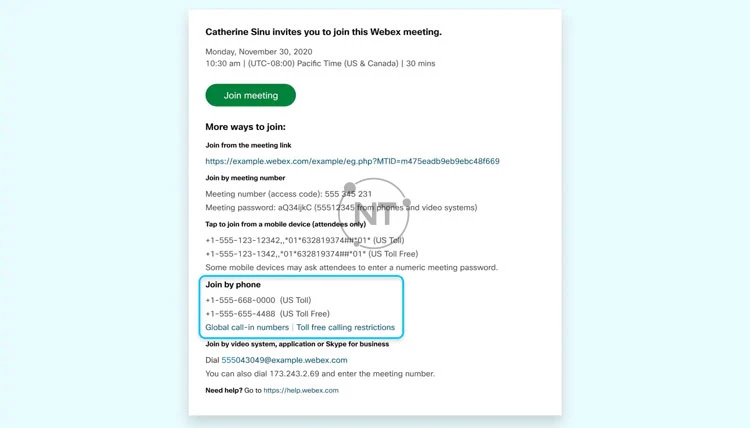 Tham gia webex meetings từ điện thoại
