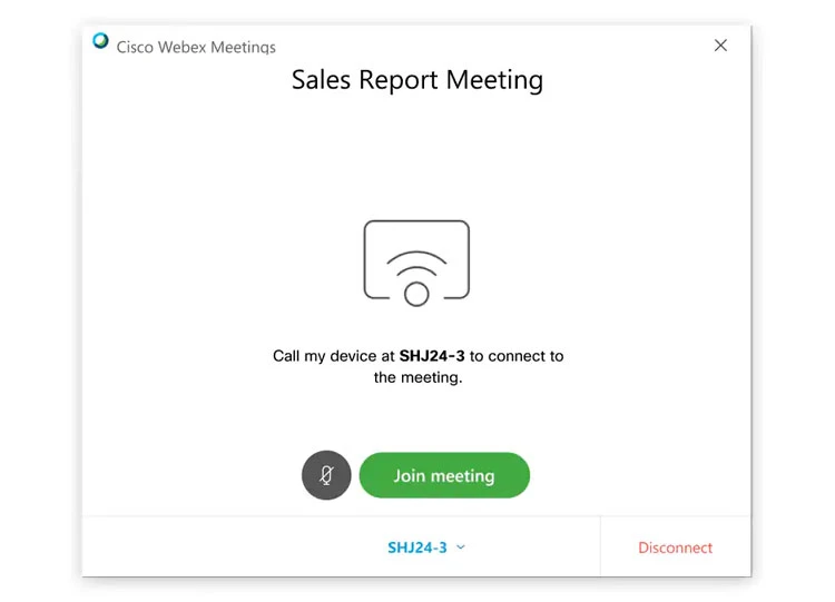 Cisco Webex Meetings desktop app sẽ tự động kết nối với hệ thống video của bạn hoặc gọi đến thiết bị của bạn khi chọn Join meeting