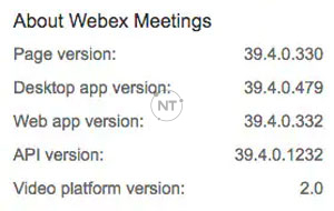 Thông tin phiên bản Webex