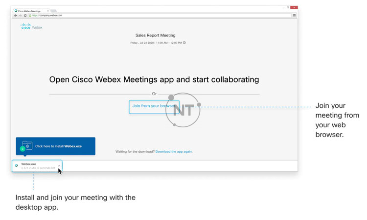 Bạn có thể tải xuống ứng dụng Webex Meetings theo cách thủ công