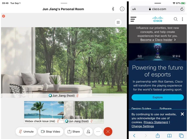 Tính năng Multitask của webex meetings trên thiết bị iOS