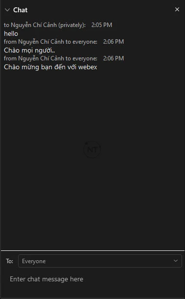 Khi tham gia vào cuộc họp Webex, người dùng có thể trò chuyện với các thành viên khác trong phòng