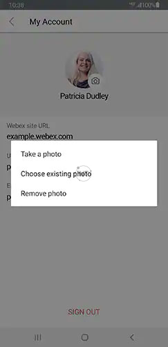 Cập nhật ảnh đại diện trên Cisco Webex Meetings trên Android