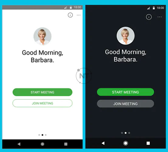 Ứng dụng Webex Meetings trên thiết bị Android hỗ trợ chế độ màn hình sáng hoặc tối theo cài đặt mặc định.