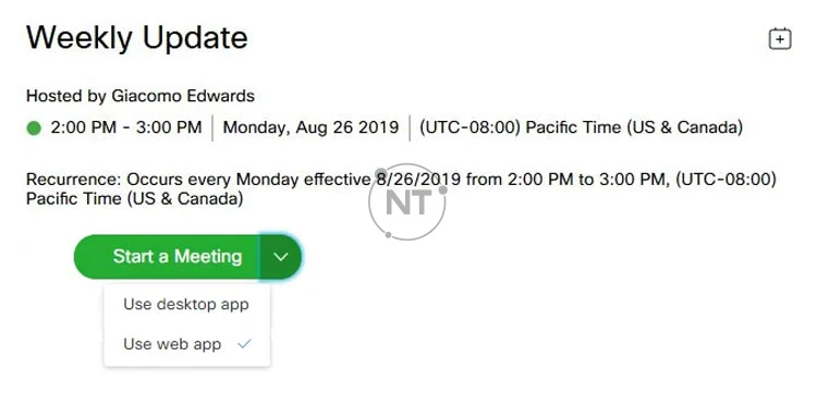 Đối với Mac và Windows, hãy chọn mũi tên thả xuống ở bên phải của nút Join Meeting, sau đó chọn Use web app