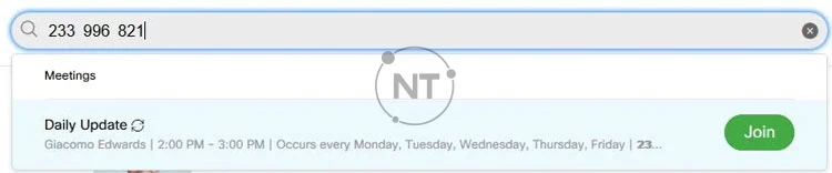 Tham gia bằng cách sử dụng thanh tìm kiếm trên trang Webex của bạn