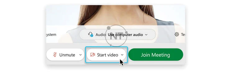Để tham gia cuộc họp với video bị tắt, hãy nhấp vào Stop video