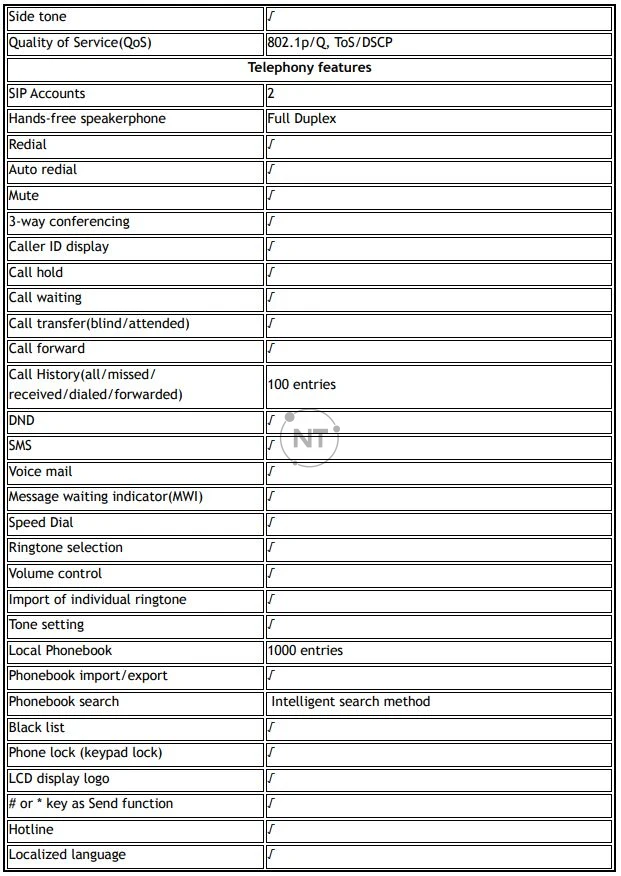 Thông số kỹ thuật của điện thoại Xorcom XP0101G