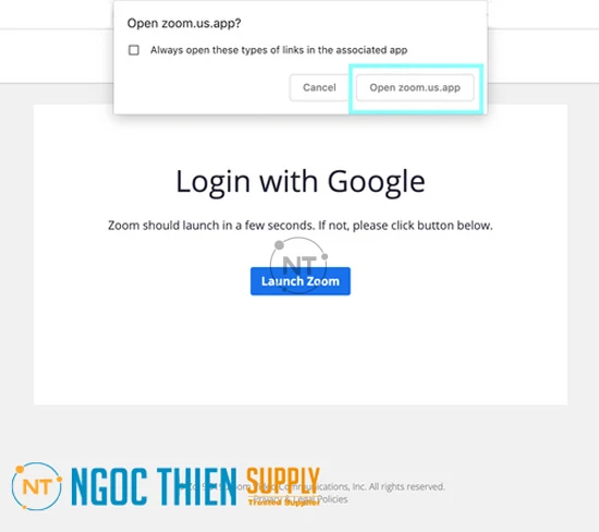 Bây giờ, hãy click vào Open zoom.us.app để mở ứng dụng trên máy Mac.