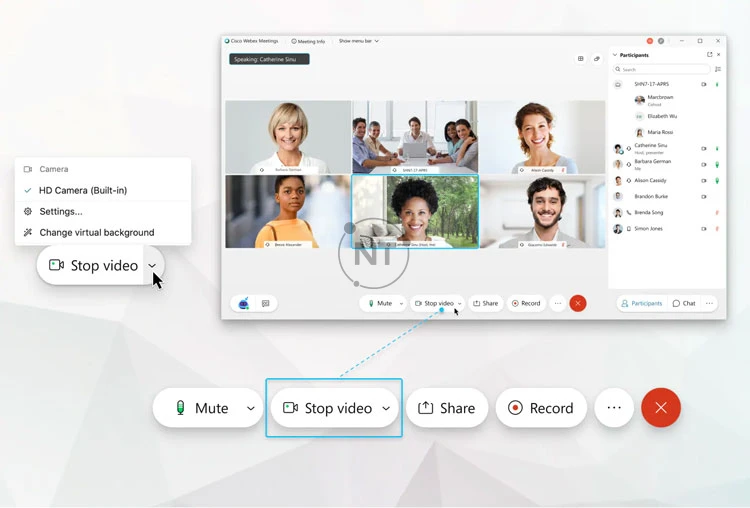 Cách bật tắt nhanh video trong Webex Meetings