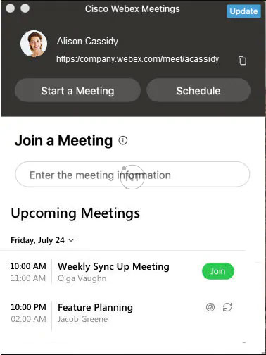 Cách cập nhật thủ công ứng dụng Cisco Webex Meetings trên máy tính Mac